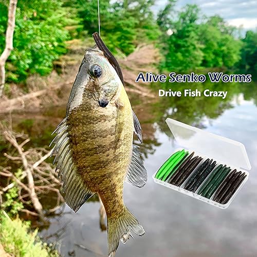 30/50/78/100Pcs Senko Worms Kit – 4"/5" Soft Plastic Fishing Lures with Salt Impregnation for Bass Fishing - color: Multi Colors B, size: 4 inch