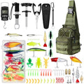 Sosation 134 Pcs Fishing Tool Fishing Tackle Box Kit and Equipment for Adults Beginner Gift, Hook Remover, Pliers Kit, Backpack Tackle Container Lures, Lip Gripper, Weigh Scale - color: Army Green
