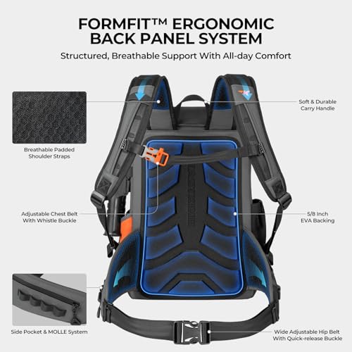 KastKing All Weather Fishing Tackle Backpack with Removable Rod Holders,Waterproof ArmorShield Fabric Fishing Bag Storage Fishing Gear - color: B: Grey（Without Waterproof Tackle Box）