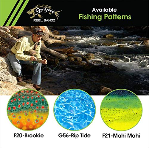 Alpine Innovations Stripee ReelBandz 3 Pack | Prevent Line Tangles | Regular Fits 7/8″ Wide & 2.25″ Dia – 3.50 Dia. | Large Fits 1.25″ Wide & 3.0″Dia – 4.25″ Dia. - size: Large, style: Mahi Mahi