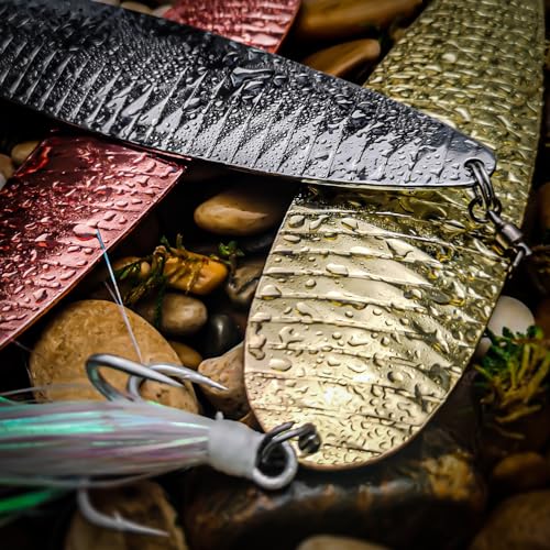 Magnum Flutter Spoon Deep Sea Jigging Fishing Lures, 7.5-9 Inch Large Hard Metal Sinking Trolling Casting Striper Fishing Spoon Baits for Striped Bass, Salmon, Walleye, Saltwater, Freshwater - color: B1 - 7.5" Classic - Gold