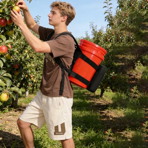 Backpack for 5 Gallon Buckets - Universal Bucket Organizer with Pocket for Hunting, Fishing, Apple Picking, Baseball & Ice Fishing, Black - color: Black