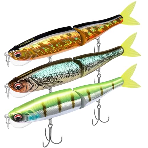 TRUSCEND Swimmax Easy Catch Fishing Lures with BKK Hooks, Wiggling, Vibrating, Rattling and Gurgling for More Bites, Heavy-Duty Dyneema Fiber Jointed Swimbaits for Bass, Trout, Crappie, Walleye, Pike - color: C1-5.5",1oz