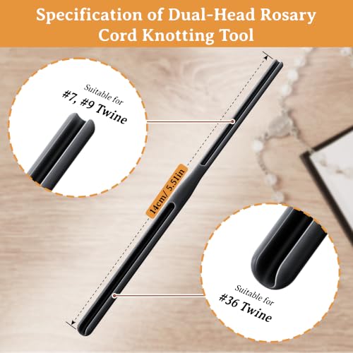 2 Pack Rosary Cord Knotting Tool, #7#9 and #36 Dual Head Twine Knotting Tool, Rosary Making Supplies, Beads Tying Kit, Beading Cord Kit for Jewelry, Fishing Hook, Bracelet(Black) - color: Black