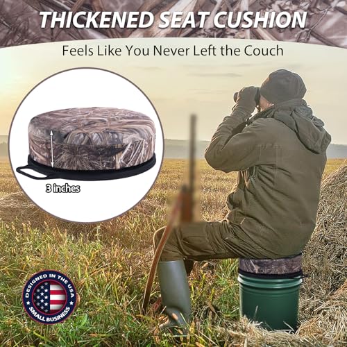 5 Gallon Bucket Seat with 3" Thick Seat Foam Cushion, 360°Swivel Bucket Lid Seat, Waterproof & Silent Bucket Seats for Dove Duck Hunting, Ice Fishing, Baseball, Camping - color: Dry Grass