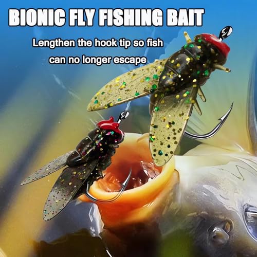 Bionic Fly Fishing Bait (20PCS) - 2024 New Trout Jigs Swimbaits Dry Flies Bass Fly Fishing Lures Kit, Saltwater ＆ Freshwater Flies Spinner Swim Baits Fly Fishing Hook Panfish Lures Set - color: Green, size: 8mm