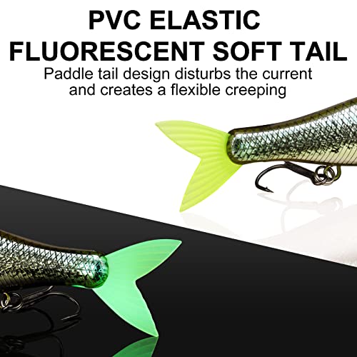 TRUSCEND Swimmax Easy Catch Fishing Lures with BKK Hooks, Wiggling, Vibrating, Rattling and Gurgling for More Bites, Heavy-Duty Dyneema Fiber Jointed Swimbaits for Bass, Trout, Crappie, Walleye, Pike - color: C-4",0.35oz