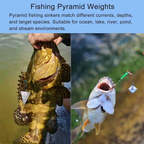 SIWIRIOM Pyramid Sinkers for Surf & Saltwater 6 Pack Fishing Weights Lead Sinkers with Slider Universal Connectors, Fishing Weights Assortment Kits Fishing Gear Tackle 1oz 2oz 3oz - size: 2oz-6pcs