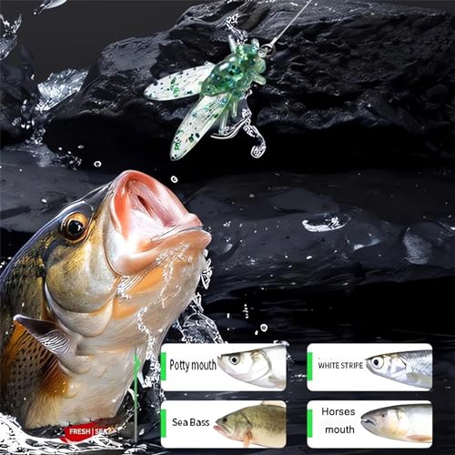Bionic Fly Fishing Bait (20PCS) - 2024 New Trout Jigs Swimbaits Dry Flies Bass Fly Fishing Lures Kit, Saltwater ＆ Freshwater Flies Spinner Swim Baits Fly Fishing Hook Panfish Lures Set - color: Green, size: 8mm