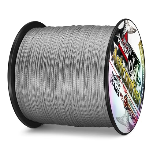 Ashconfish Braided Fishing Line- 4 Strands Super Strong PE Fishing Wire- 6lb to 100lb Test-100M/300M/500M/1000M(109Yards/328Yards/547Yards/1093Yards)-Abrasion Resistant - Zero Stretch-Multiple Colors - color: Gray, size: 6LB 0.10MM-547Yards