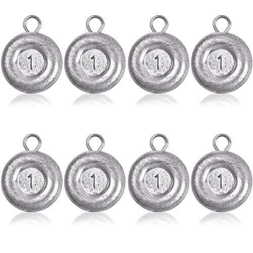 Disc Sinkers Fishing Weights Coin Sinkers Saltwater Surf Fishing Weights Bottom Fishing Drifting Trolling Catfishing Fishing Sinkers Weights Saltwater Tackle 1oz 2oz 3oz 4oz 5oz 6oz 8oz - style: 1oz-8pcs