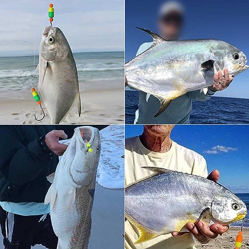 Pompano-Rigs-for-Surf-Fishing-Saltwater-Gear with Double Circle & Wide Gap Hook-6-Pack Surf Fishing Tackle - color: Green Floats 6-Pack, size: 2/0 Circle Hook