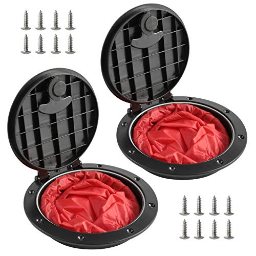2 PCS 6'' Black Deck Plate Kit Deck Hatch with Storage Bag for Fishing Kayak Boating