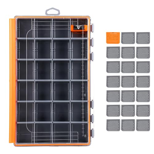 RUNCL Fishing Tackle Box - 360° Waterproof Tackle Trays, 3700 Fishing Tackle Box Organizer with Adjustable Dividers for Jigs Lures, Orange, 1 Pack - color: Orange, size: 1Pcs 3700