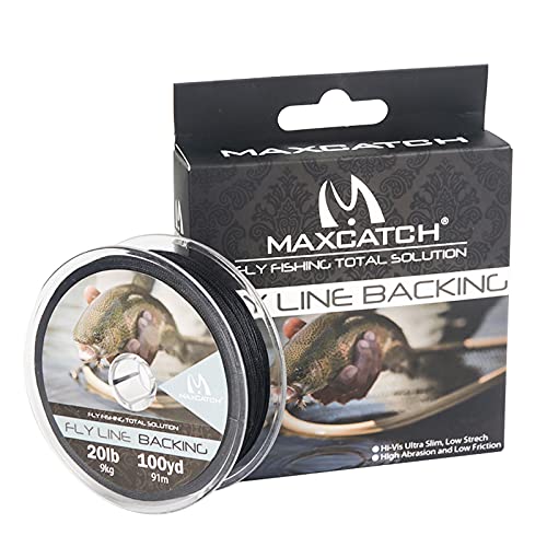 M MAXIMUMCATCH Maxcatch Braided Fly Line Backing for Fly Fishing 20/30lb(White, Yellow, Orange, Black&White, Black&Yellow, Blue, Pink, Green, Purple) - color: Black, size: 20lb,100yards