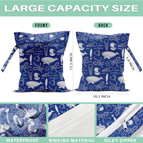 Whale Wet Dry Bags for Diaper Waterproof Swimsuit Washable Reusable Bag for Beach Diapers Dirty Yoga Gym Clothes Plant Gifts for Men Baby Friend Women - color: Fish4