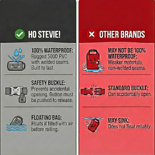Ho Stevie! Heavy Duty Waterproof Dry Bag - Keeps Your Stuff Dry, on Surf Trips, Camping, or Any Adventure (Black, 10L) - size: 10L