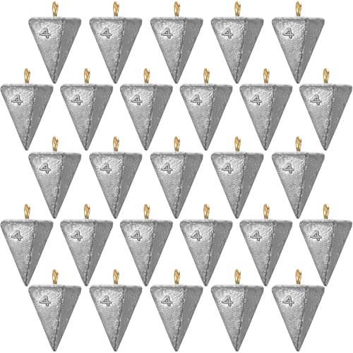 Zhanmai 27 Pieces Pyramid Fishing Weights Sinkers Triangle Rig Pyramid Sinkers for Ocean Saltwater Surf Bass Catfish Fishing Weights Casting Gear Tackle Essential - size: 4oz
