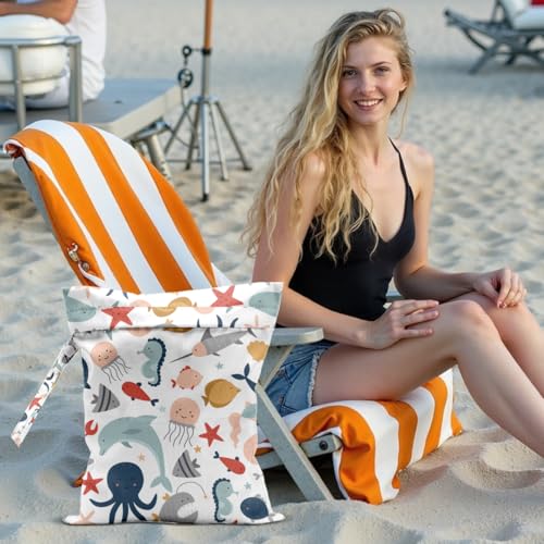 Fish Wet Dry Bags for Diaper Waterproof Swimsuit Washable Reusable Bag for Beach Diapers Dirty Yoga Gym Clothes Plant Gifts for Men Women Baby Friend - color: Fish1