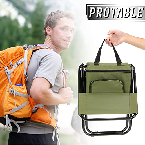 Jerify 2 Pcs Fishing Chair with Cooler Bag Multi-Function Foldable Compact Fishing Stool Hunting Chair Portable Backrest Stool with Folding Backpack for Finishing Camping Hunting Travel(Green) - color: Green