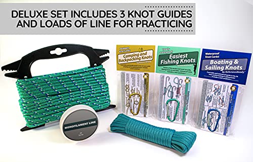 ReferenceReady Deluxe Knot Tying Kit with Rope, Cord, Fishing Line, and 3 Knot Tying Guides (Outdoors, Fishing, Boating) for Preppers and Survivalists