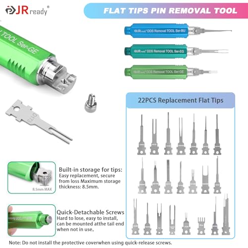 JRready ST5390 Terminal Removal Tool Kit Automotive Upgraded Depinning Tool with Replacement Tips for Delphi/Harting/TE/AMP/MOLEX/ITT/Anderson/Heavy Duty Connectors Electrical Pin Extractor 40PCS - size: 12PCS Pin Extractor+28PCS Replacement Tips