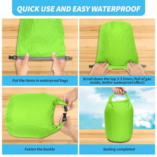 Dry Bag Set, Waterproof Small Lightweight Dry Bags for Paddle Board Kayaking, Fishing, Camping(Green, 20L 2Pack) - color: Green, size: 20L 2Pack