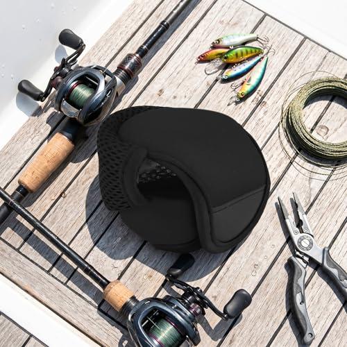 Baitcast Reels Cover Case, Elastic Nylon & Neoprene Materials Breathable Baitcasting Reel Protector Soft Protective Cover Bag for Fishing Wheels - color: Black
