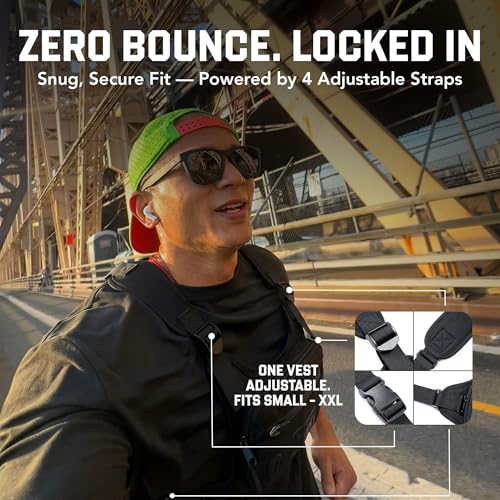 MVRK Water Resistant Running Vest Chest Pack, Phone Holder for Running, Lightweight Training Pack with Reflective Detail - color: Black