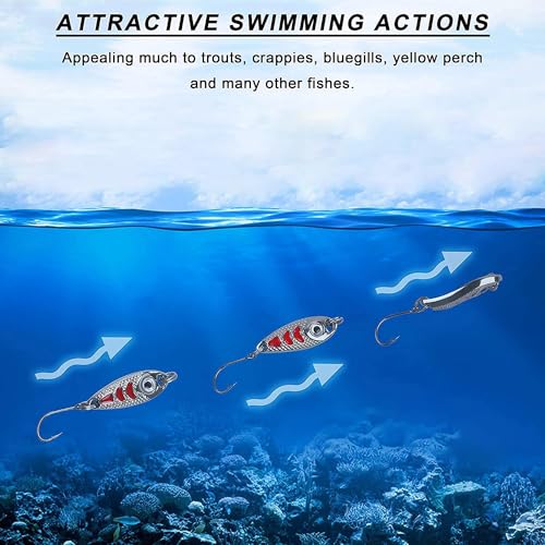 Trout Spoons Fishing Spoons Lures Kit,12pcs Trout Lures Single Hook Hard Metal Baits Mini Fishing Jigs Casting Trolling Spoon Lure for Crappie Char Perch Sunfish Trout - color: Type A