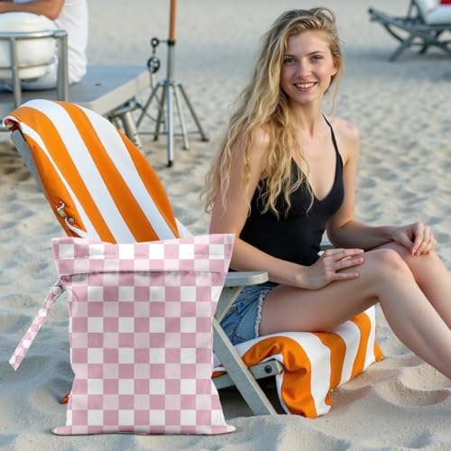 Bohemia Wet Dry Bags for Diaper Waterproof Swimsuit Washable Reusable Bag for Diapers Dirty Yoga Gym Beach Clothes Plant Gifts - color: Checkerboard3