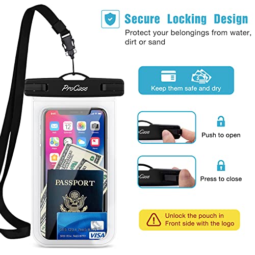 ProCase 2 Pack Waterproof Phone Pouch Case, 7" Universal Underwater Cellphone Dry Bag for iPhone 17 Air 16 15 14 13 Pro Plus Max 12 11, Galaxy S24 S23 S22 Ultra Pixel -Clear - color: Clear