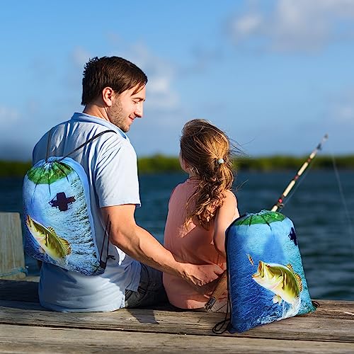 Sanwuta 20 Pcs Fishing Party Favors Fishing Gift Bags Drawstring Bags 17 x 13.4 Inches Fish Party Collection Fish Backpack Fisherman Birthday Decorations for Women Man
