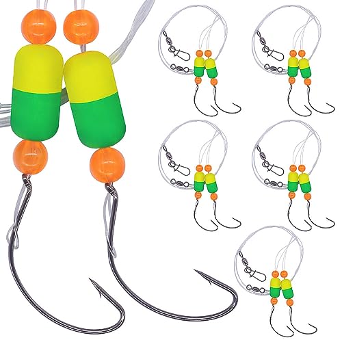 Pompano-Rigs-for-Surf-Fishing-Saltwater-Gear with Double Circle & Wide Gap Hook-6-Pack Surf Fishing Tackle - color: Green and Chartreuse 6-Pack, size: #2 Wide Gap Hook