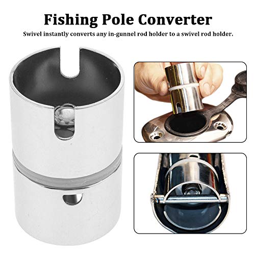 Drop-in Swivel Rod Holder Fishing Pole Converter, Fish Rod Holder Gimbal Rod Holder Marine Hardware Fishing Pole Converter Stainless Steel Swivel