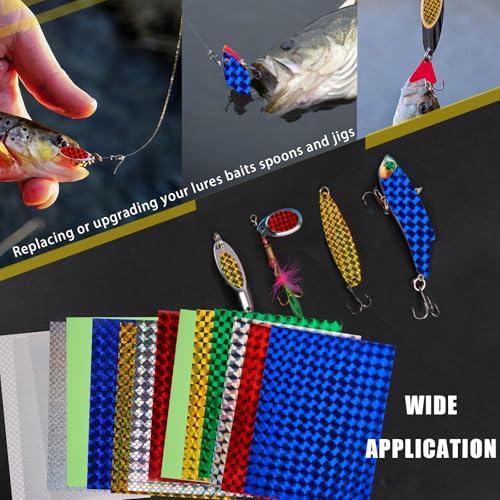 15pcs Fishing Lure Stickers Holographic Adhesive Fish Scale Lure Tape for DIY Jigs Spoons Metal Baits Lure Making Supplies