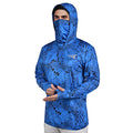 KastKing Men's Hoodie Shirt UPF 50 Long Sleeve Fishing Shirt UV Protection Shirt - color: L:blue Patriot With Neck Gaiter, size: Large