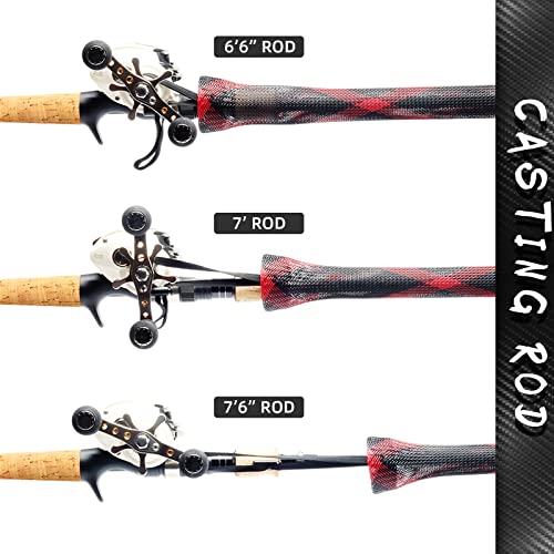 SF Fishing Rod Sock Fishing Rod Sleeve Rod Cover Braided Mesh Rod Protector Pole Gloves Fishing Tools for Spinning Fishing Rod,Casting Rod,Musky Rod, Ice Rod, Fly Rod, Spey Rod - color: Black-red-2pcs, size: Fit Casting Rod 6-1/2 FT to 7-1/2 FT