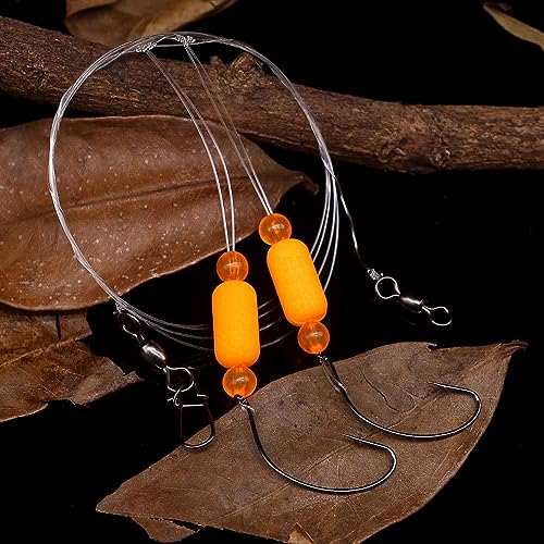 Pompano-Rigs-for-Surf-Fishing-Saltwater-Gear with Double Circle & Wide Gap Hook-6-Pack Surf Fishing Tackle - color: Neon Orange 6-Pack, size: #2 Wide Gap Hook