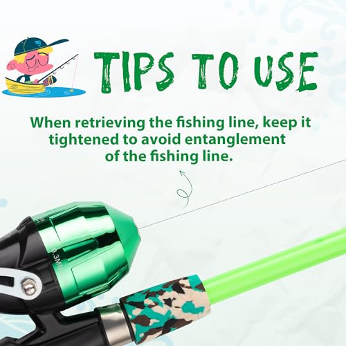 WIDDEN Kids Fishing Pole, Portable Telescopic Kids Fishing Poles for Boys and Girls, Fishing Rod and Reel Combo Kit with Tackle Box, and Fishing Net, Best Fishing Pole for Toddler Youth - color: GREEN