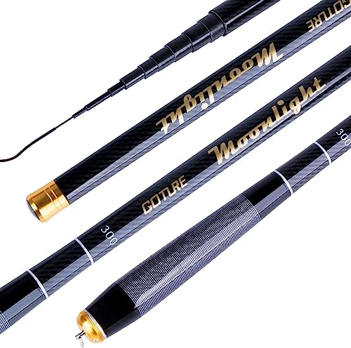 Goture//Telescopic Tenkara Fishing Rod Kit//Ultralight Travel Fishing Rod,Portable Collapsible Bass Crappie Rod, Carbon Fiber Inshore Stream Trout Pole 10 12 15 18 21 24 Free Tip Set(Top 3 Segment) - color: 2 Piece Moonlight Series (Not Include Extra Tips