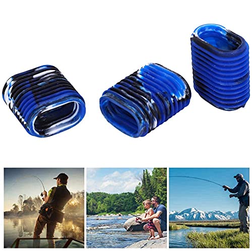 HERCHR Fishing Reel Grip, 5 pcs Non-Slip Rubber Universal Casting Spinning Fishing Rod Sleeve Baitcaster Knob Covers Fishing Reel Handle Grip - color: Blue