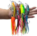 4Pcs Large Simulation Squid Fishing Lures Bait Kit,3D Holographic Eyes，Built-in Multicolored Lead Blocks Through Heavy Duty ，Stable and Tempting