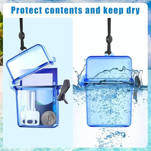 Outus 3 Pcs Waterproof ID Badge Holder Case with Waterproof Buckle 4.72 x 2.95 x 1.57 Inches Floating Sport Case Locker with Adjustable Hanging Rope Plastic Card Dry Box(Rose, Blue, Black, Classic) - color: Rose, Blue, Black, size: 4.72 x 2.95 x 1.57 Inch