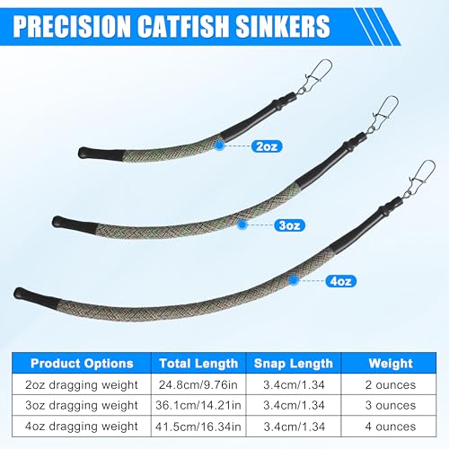 Dragging Weights for Catfishing, 5pcs Rattle Snake Dragging Weights No Snag Sinkers Dragging Drift Weight for Trolling Drifting Bottom Bouncing Snagless Catfish Sinkers Tackle Gear - style: 4oz-5pcs