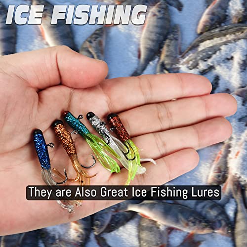 Crappie Lures Tube Lures Jigs Heads Worms Swimbaits Kit, 165, 124, 50 Pcs Pre-Rigged Crappie Jigs Tube Hooks Soft Plastic Grub Worms Baits for Bass Trout Freshwater Saltwater Fishing - color: 25 Pcs - Pre-Rigged Tube lures