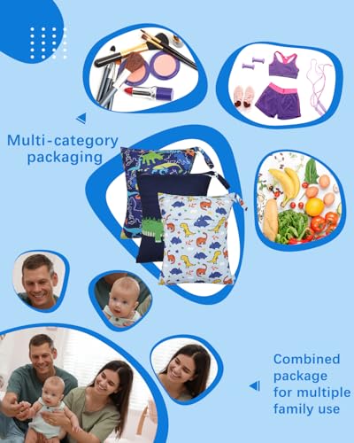 babygoal Dinosaur Wet Dry Bags 3 Pack, Waterproof Travel Bags for Swimsuits, Beach, Pool, Gym,Food Storage and Wet Clothes,3LN40-B - color: Boy color 40