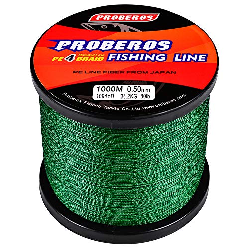 Braided Fishing Line 4 Strands Stronger Multifilament PE Braid Wire for Saltwater 6LB-100LB 110yards 328yards 547yards Super Strong Superline - color: Green, size: 328Yds/25LB