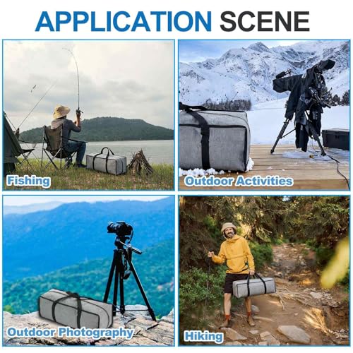 1 Pcs Zippered Tripod Bag, 24 x 10 x 10 Inch Water Resistant Oxford Cloth Outdoor Equipment Storage Bag with Handle for Travel Outdoor Camping Sports Fishing Rod, Grey