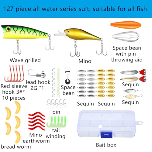 Sosation 134 Pcs Fishing Tool Fishing Tackle Box Kit and Equipment for Adults Beginner Gift, Hook Remover, Pliers Kit, Backpack Tackle Container Lures, Lip Gripper, Weigh Scale - color: Desert Camouflage